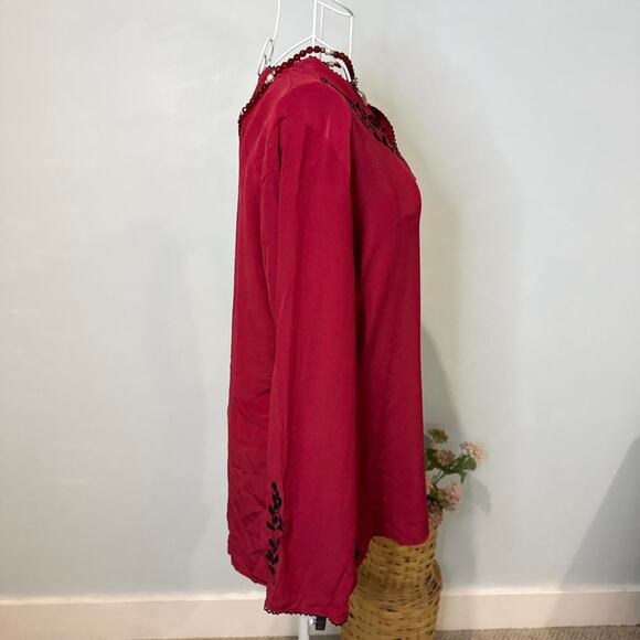 Stunning vintage 70s 100 % silk red button-up blouse - Picture 4 of 6